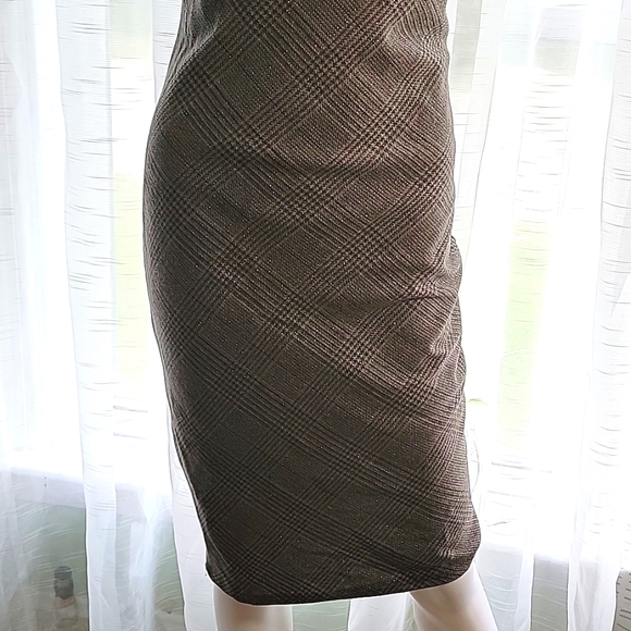 City Goddess London NWT New Sheath Dress Grey Plaid Sparkle Size 6 Wool - Picture 2 of 16